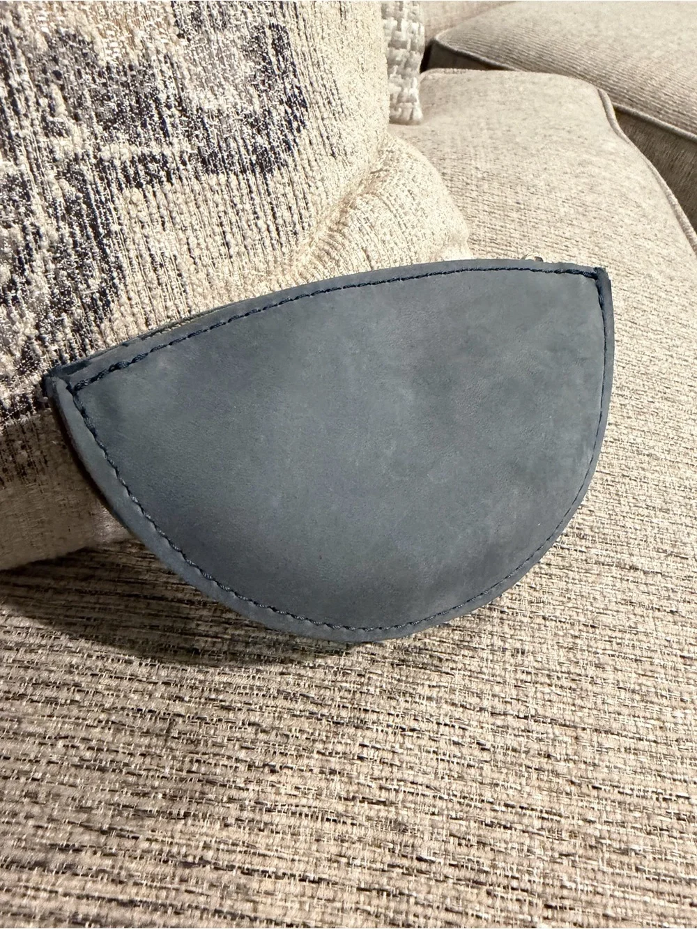 Portland Leather Goods Seesaw Pouch Storm Gray Blue Leather Zip Cosmetic NWOT